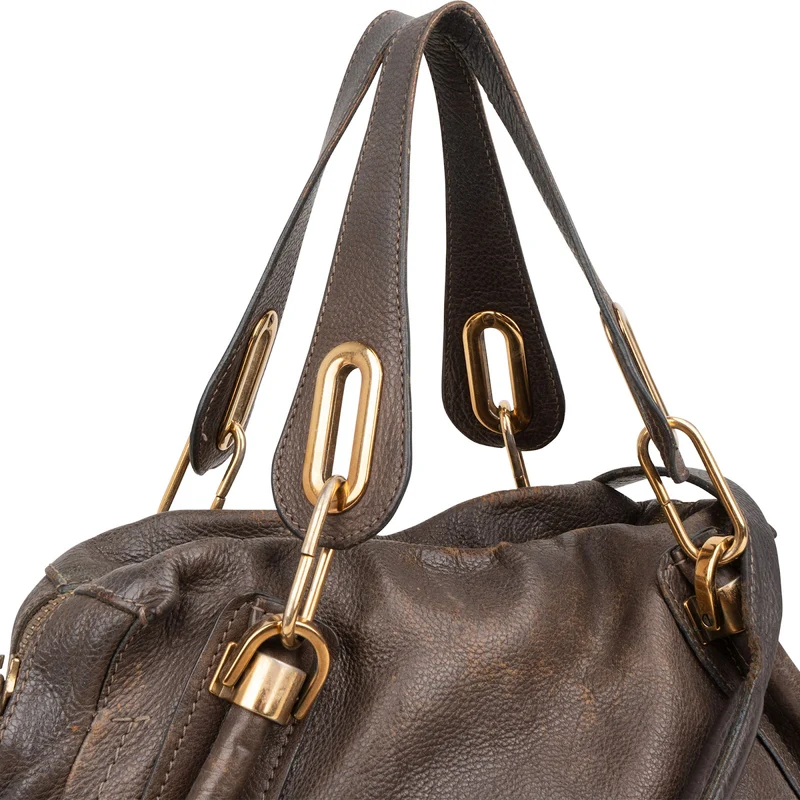 Chloé Brown Leather Paraty Shoulder Handbag
