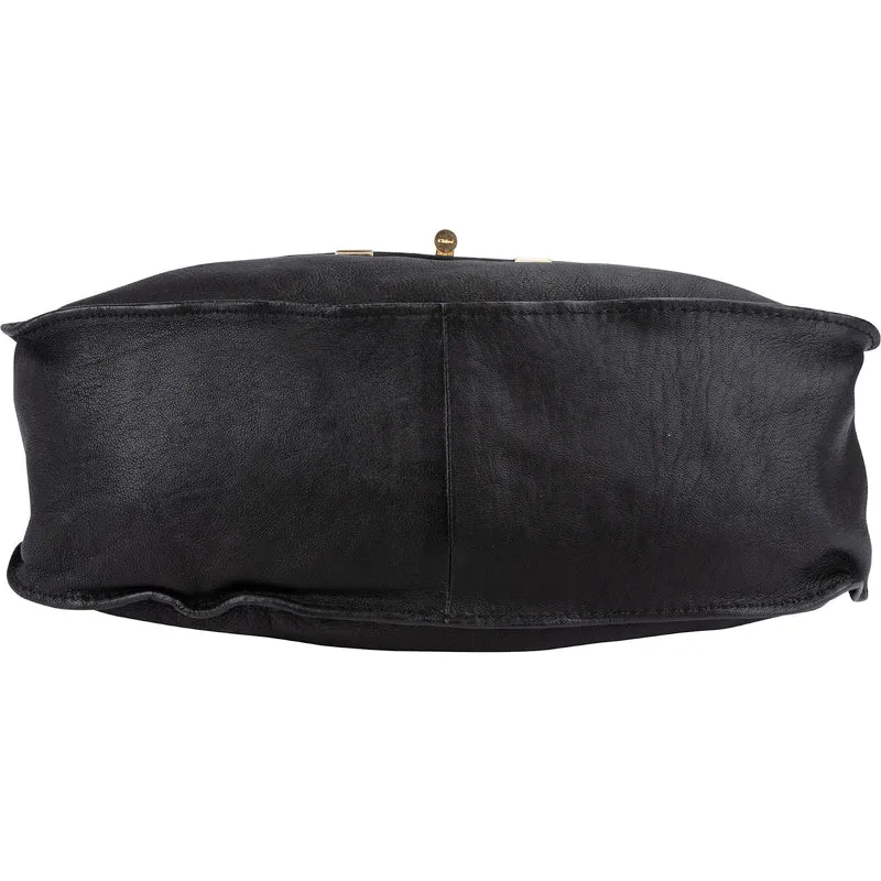 Chloé Black Leather Marcie Satchel Shoulder Bag