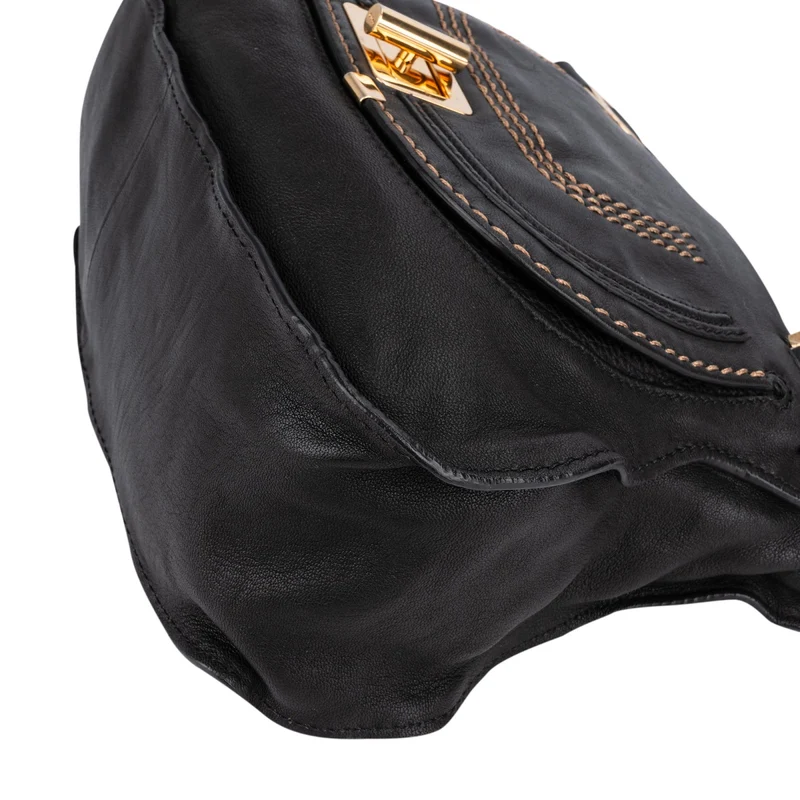 Chloé Black Leather Marcie Satchel Shoulder Bag