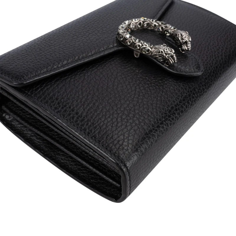 Gucci Grained Leather Dionysus Crystal Super Mini Crossbody Bag