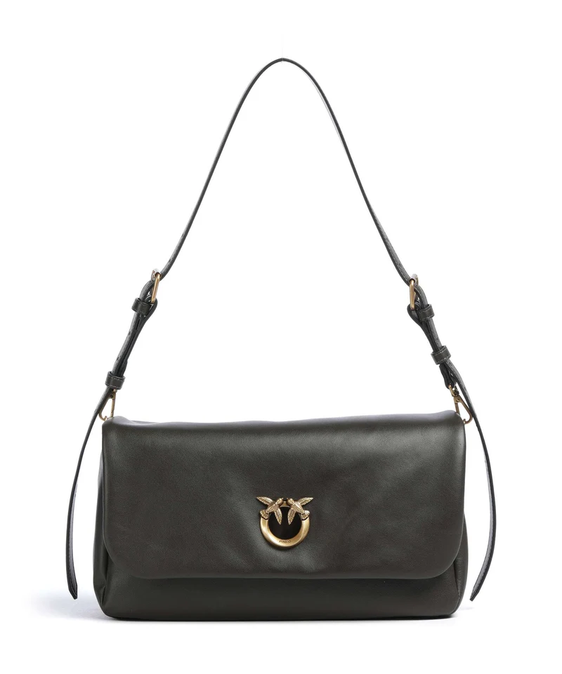 Pinko Click Soft Horizontal Schultertasche verde fango/antique gold