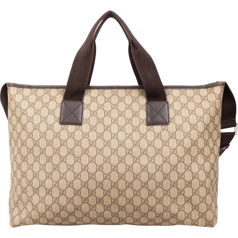 Gucci Monogram GG Supreme Large Tote Crossbody Handbag
