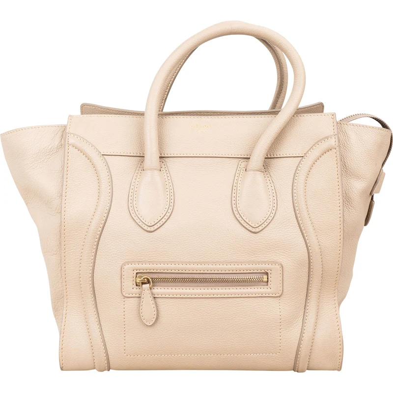 Céline Drummed Calfskin Large Luggage Handbag