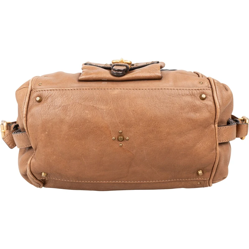 Chloé Brown Leather Paddington Pocket Satchel Studded Shoulder Bag
