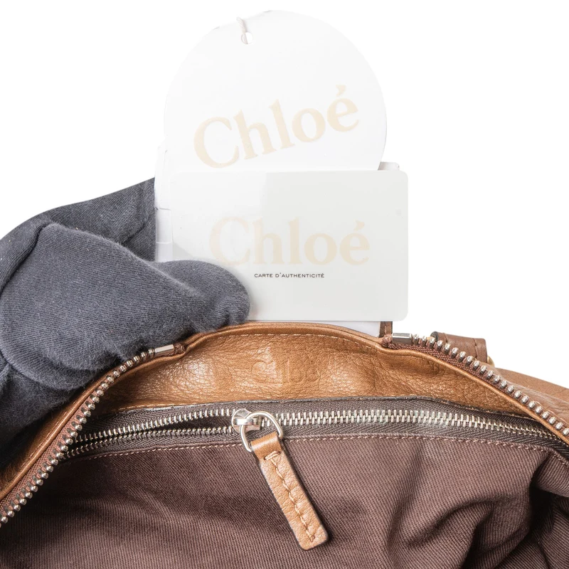 Chloé Brown Leather Paddington Pocket Satchel Studded Shoulder Bag