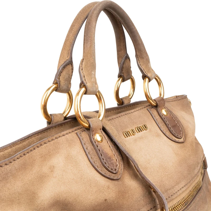 Miu Miu Brown Suede Leather Tote Handbag
