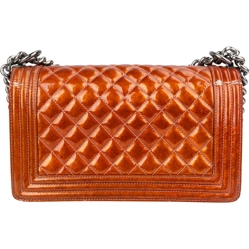 Chanel Quilted Patent Leather Medium Boy Crossbody Bag