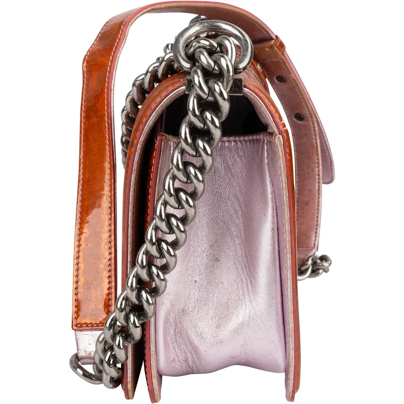 Chanel Quilted Patent Leather Medium Boy Crossbody Bag