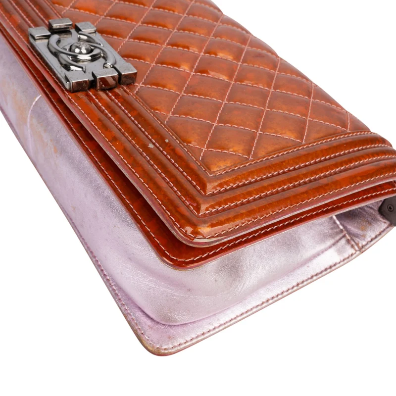 Chanel Quilted Patent Leather Medium Boy Crossbody Bag