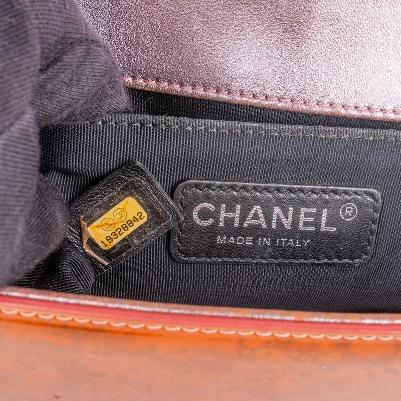 Chanel Quilted Patent Leather Medium Boy Crossbody Bag