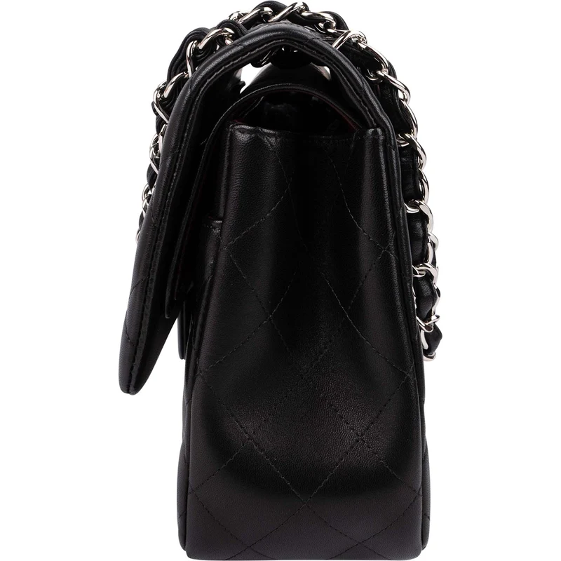 Chanel Quilted Lambskin Palladium Jumbo Double Flap Crossbody Bag