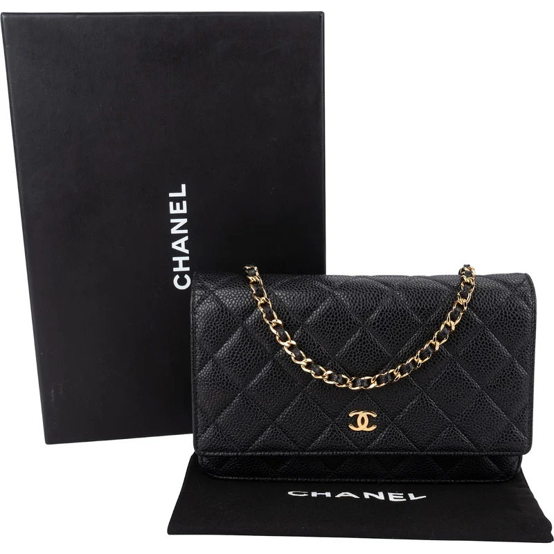 Chanel Quilted Caviar Leather Wallet On Chain Crossbody Bag