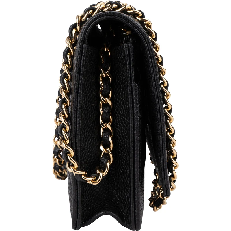 Chanel Quilted Caviar Leather Wallet On Chain Crossbody Bag