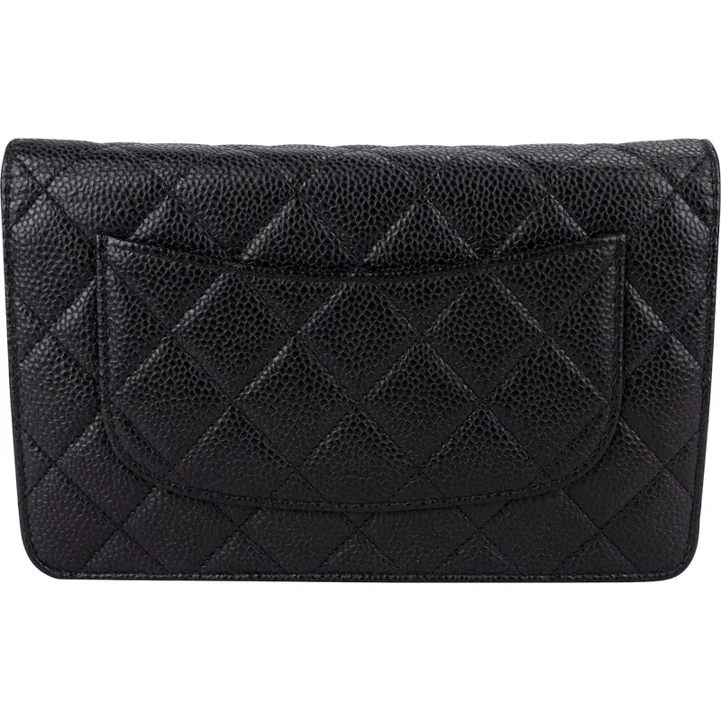Chanel Quilted Caviar Leather Wallet On Chain Crossbody Bag