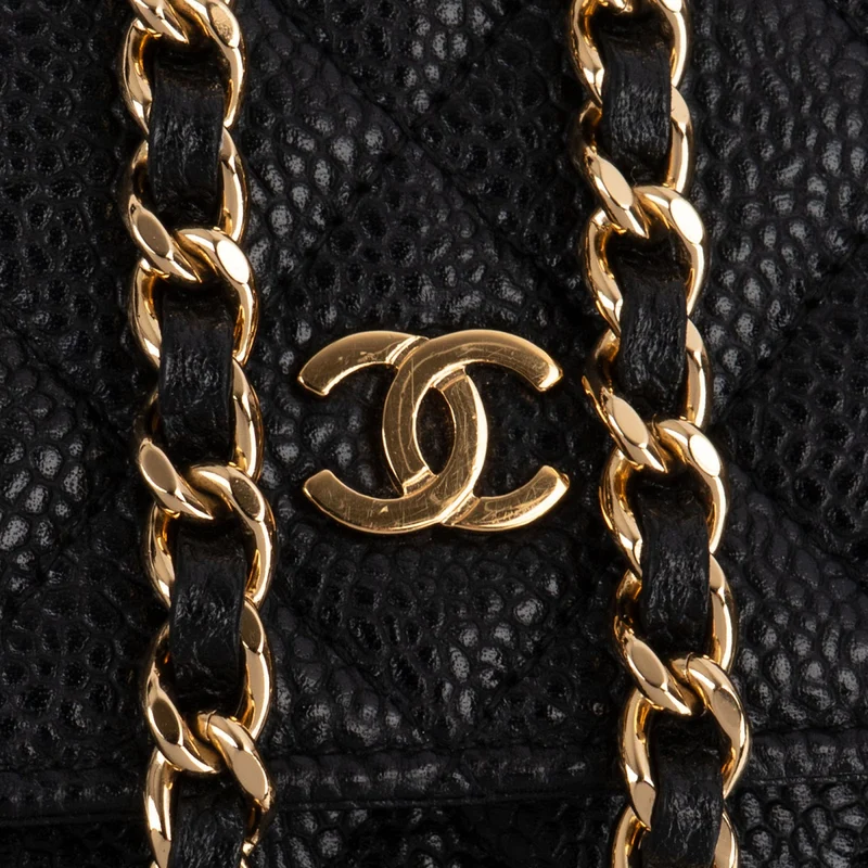 Chanel Quilted Caviar Leather Wallet On Chain Crossbody Bag