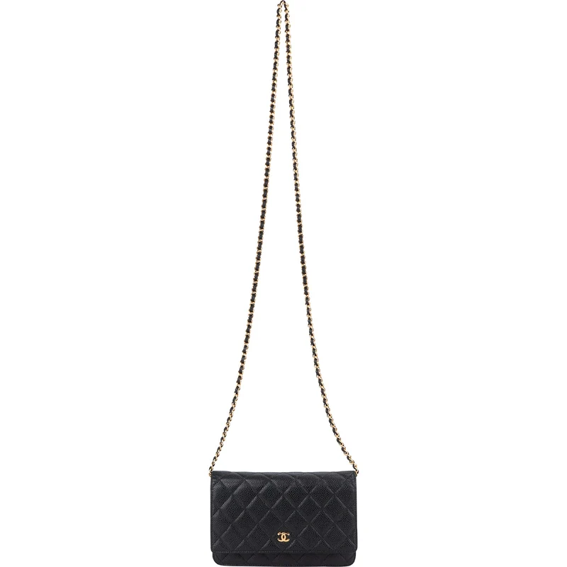 Chanel Quilted Caviar Leather Wallet On Chain Crossbody Bag