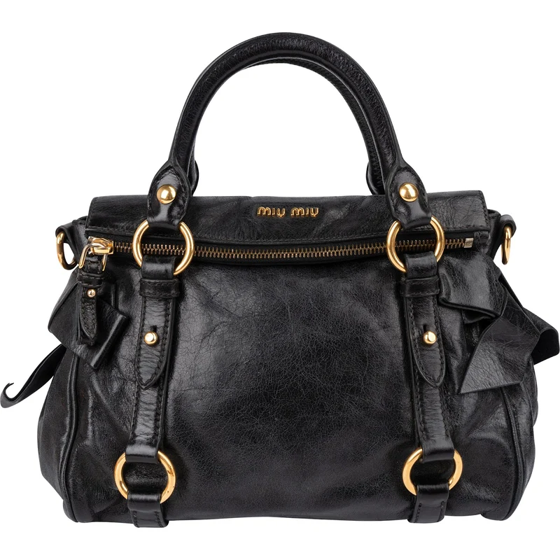 Miu Miu Vitello Lux Leather Small Bow Handbag