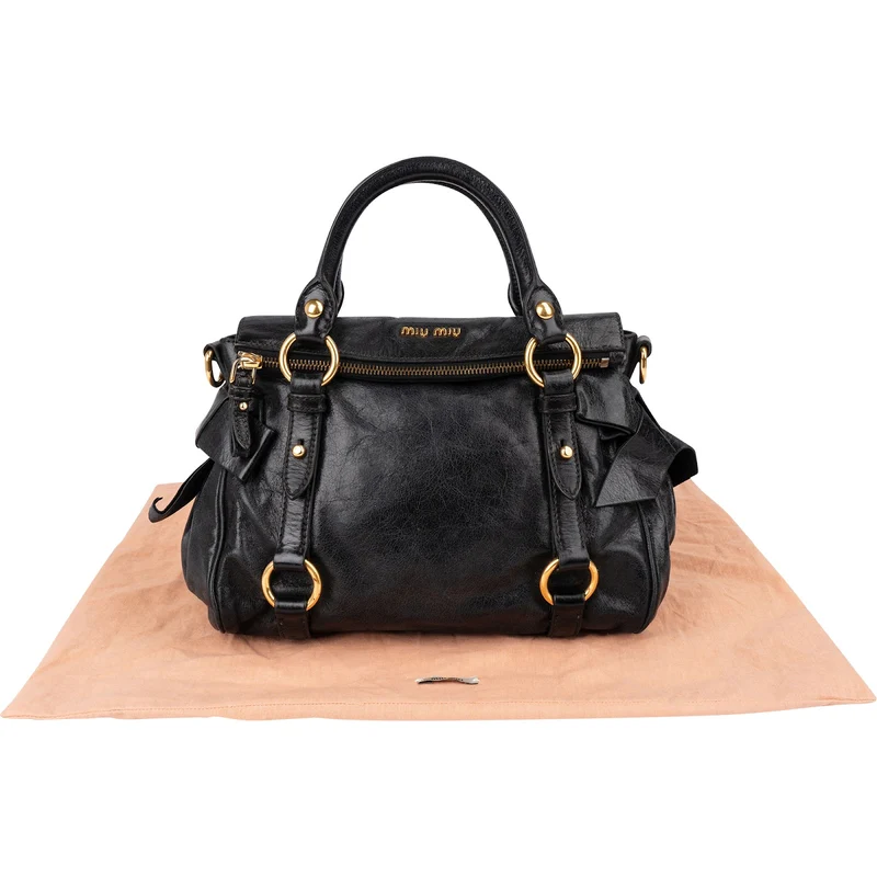 Miu Miu Vitello Lux Leather Small Bow Handbag