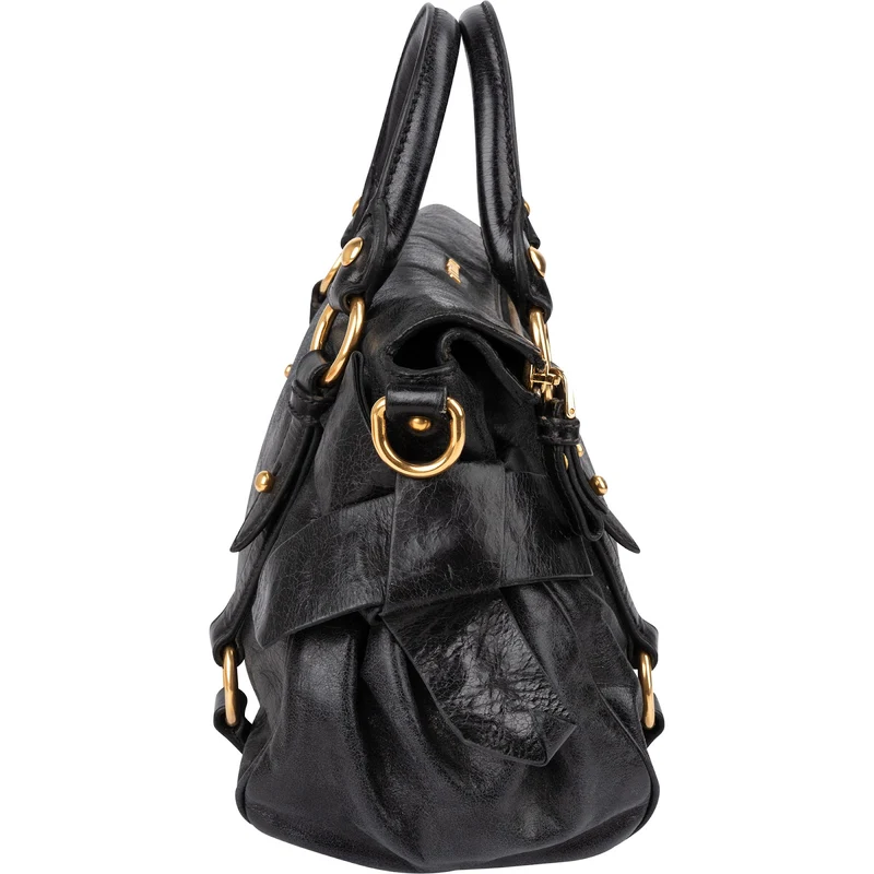 Miu Miu Vitello Lux Leather Small Bow Handbag