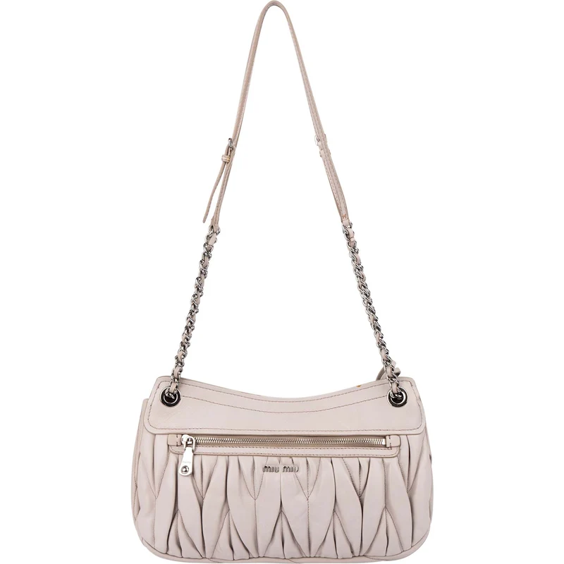 Miu Miu Grey Matelassé Nappa Leather Coffer Crossbody Bag