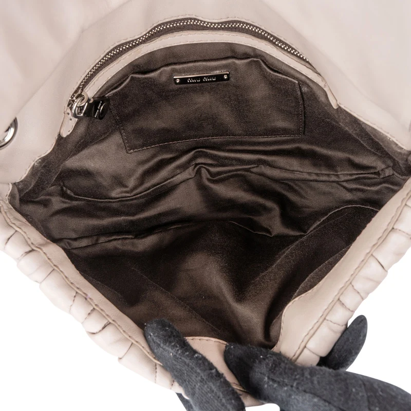 Miu Miu Grey Matelassé Nappa Leather Coffer Crossbody Bag