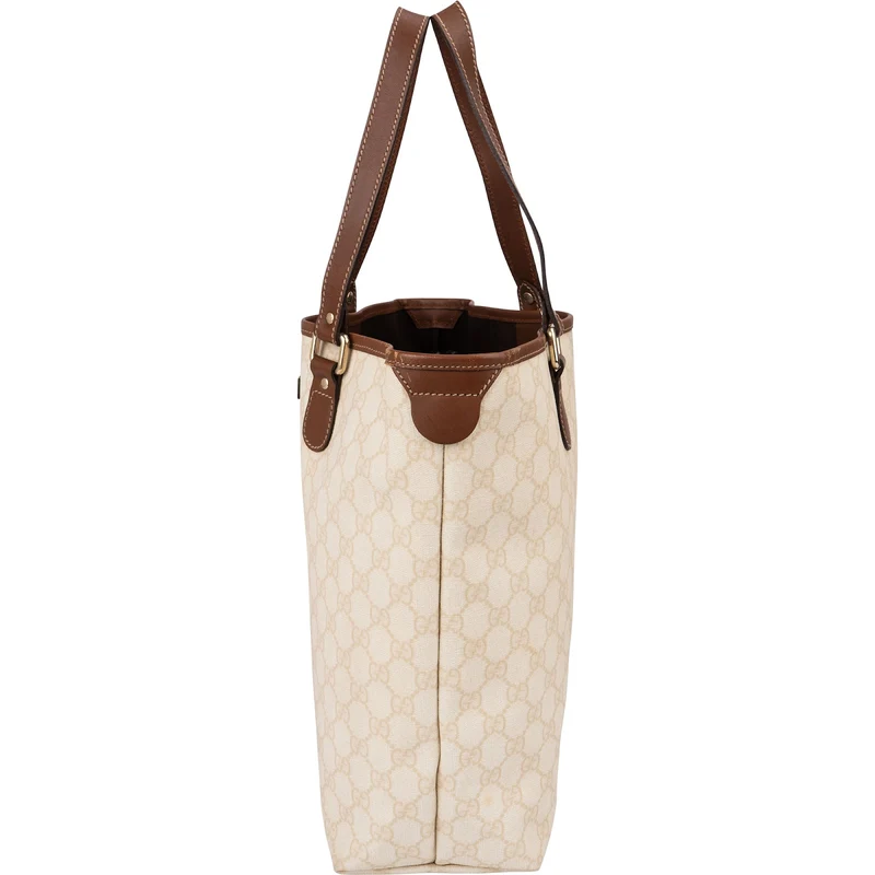 Gucci Monogram GG Beige Canvas Tote Shoulder Bag