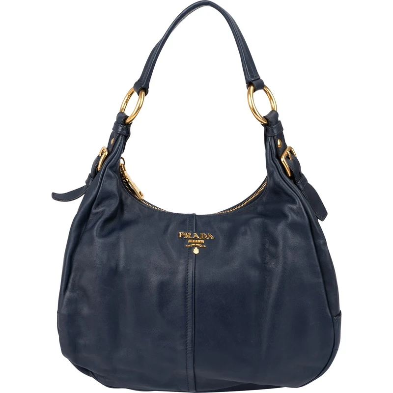 Prada Navy Calf Leather Vitello Daino Shoulder Bag