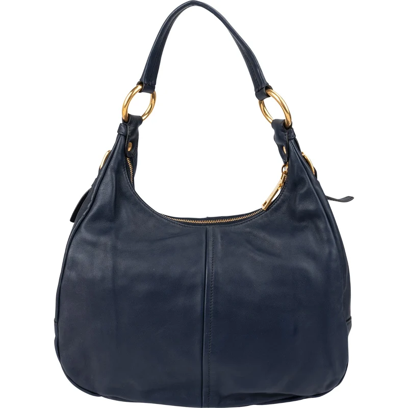 Prada Navy Calf Leather Vitello Daino Shoulder Bag
