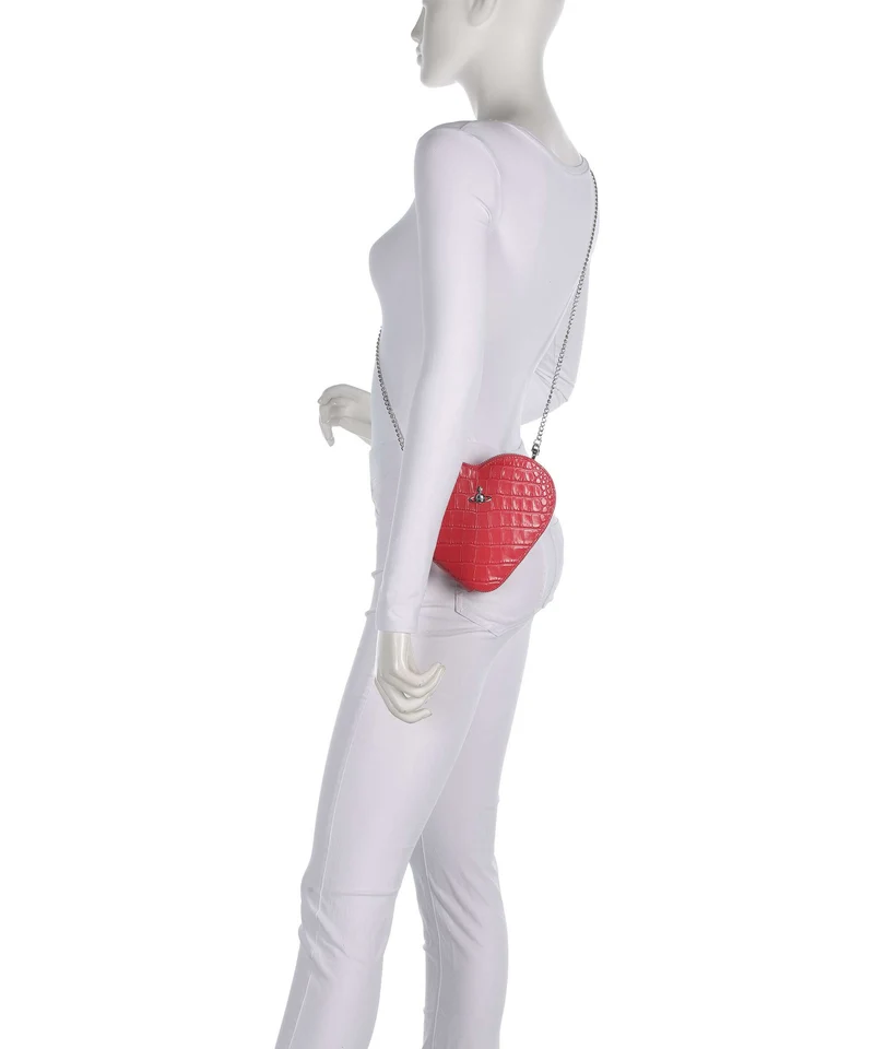 Vivienne Westwood Heart Embossed Croc Umhängetasche coral