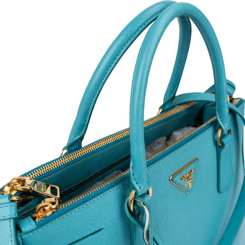 Prada Turquoise Saffiano Leather Galleria Handbag