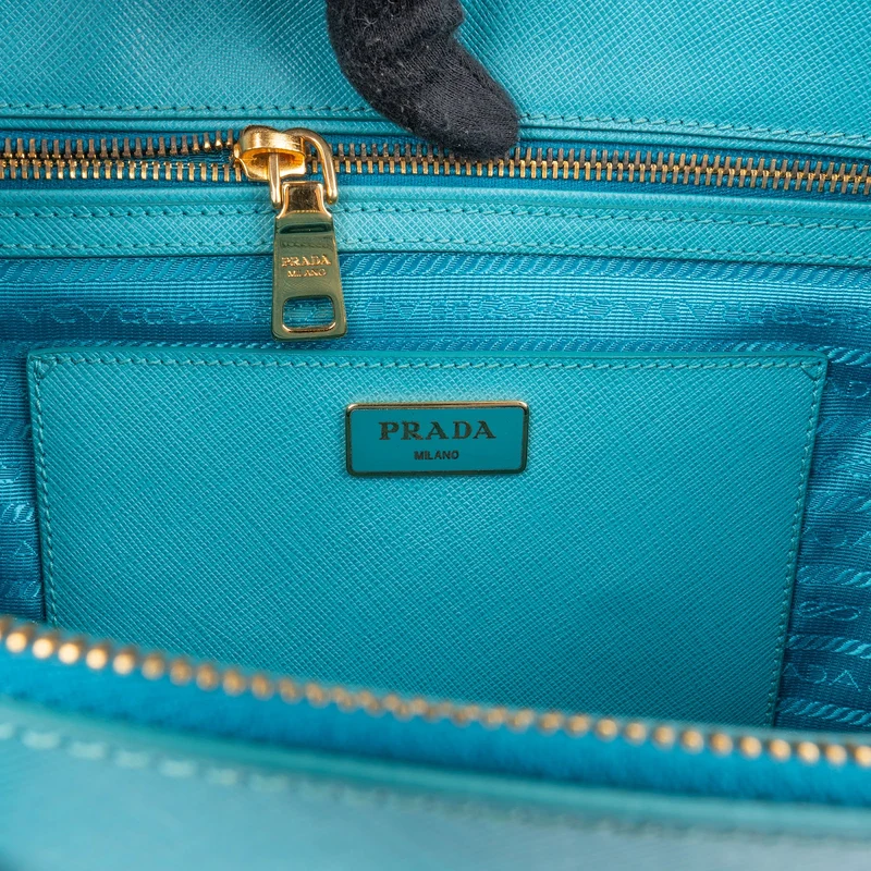 Prada Turquoise Saffiano Leather Galleria Handbag