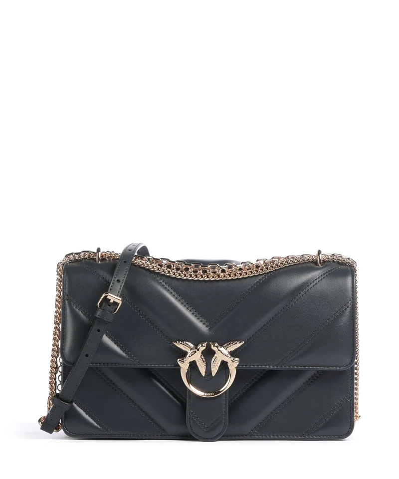Pinko Love One Classic Schultertasche grigio asfalto/oro mordore