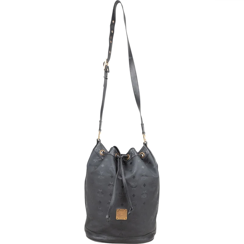 MCM Monogram Visetos Nylon Drawstring Bucket Crossbody Bag