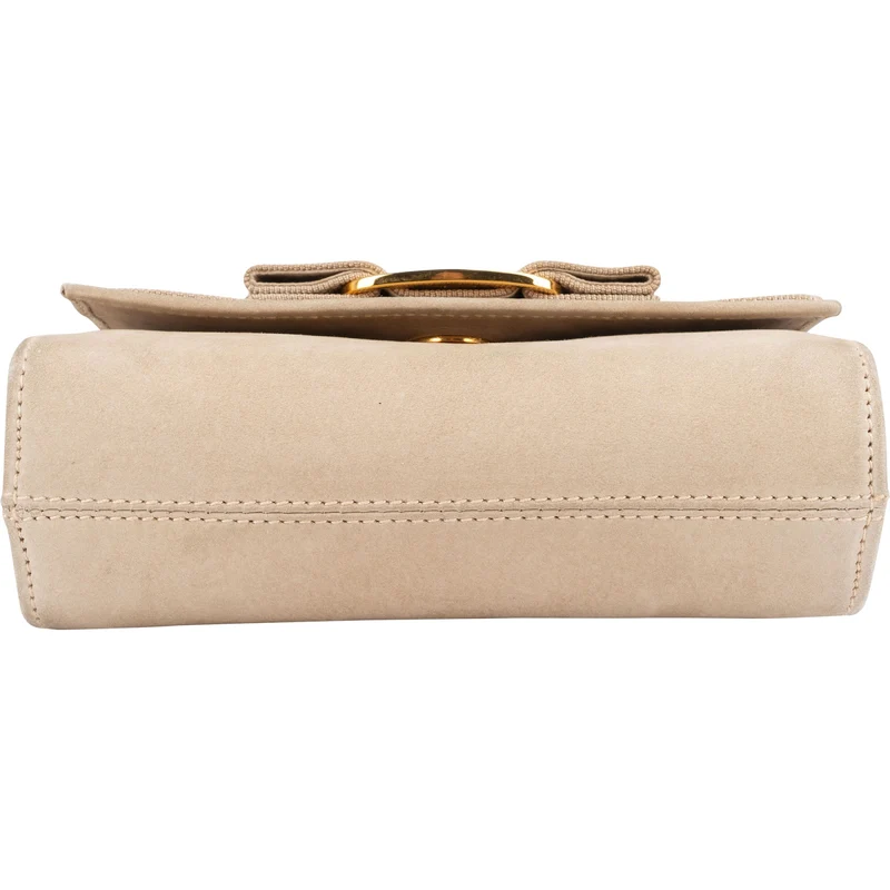 Salvatore Ferragamo Suede Vara Bow Mini Chain Crossbody Bag