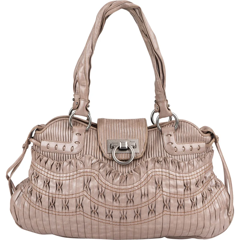 Salvatore Ferragamo Pleated Leather Gancini Flap Bag Handbag