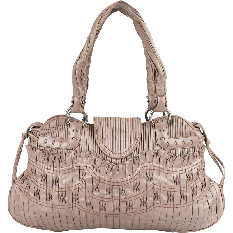 Salvatore Ferragamo Pleated Leather Gancini Flap Bag Handbag