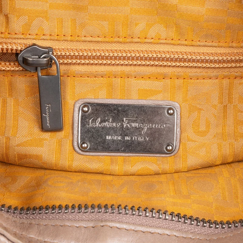 Salvatore Ferragamo Pleated Leather Gancini Flap Bag Handbag