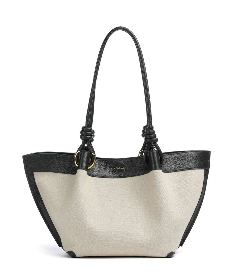 Coccinelle Finn Canvas Beuteltasche natural/noir