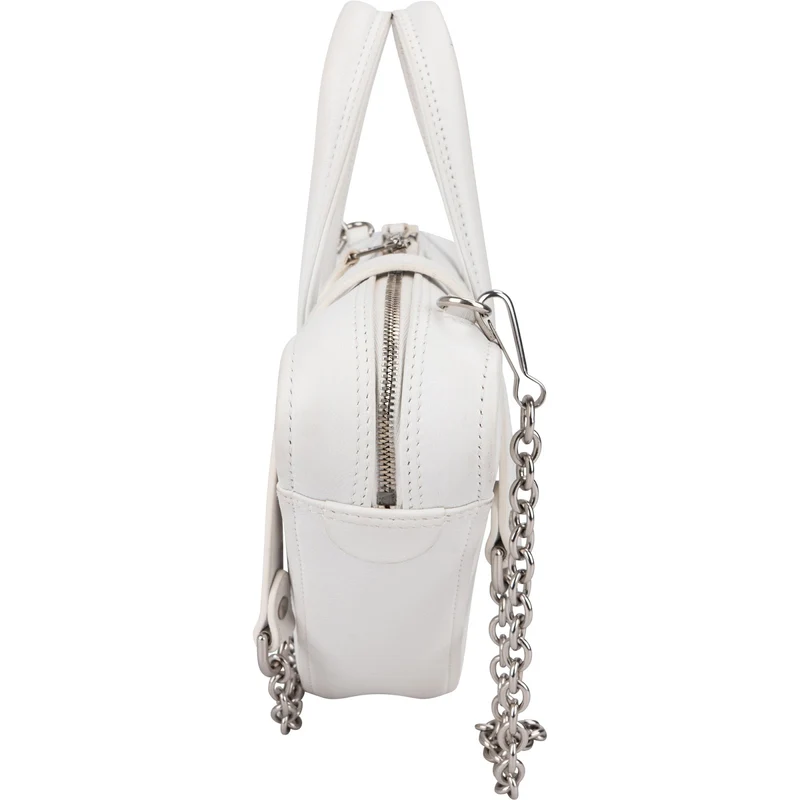Balenciaga White. Leather Triangle Duffle S Crossbody Handbag