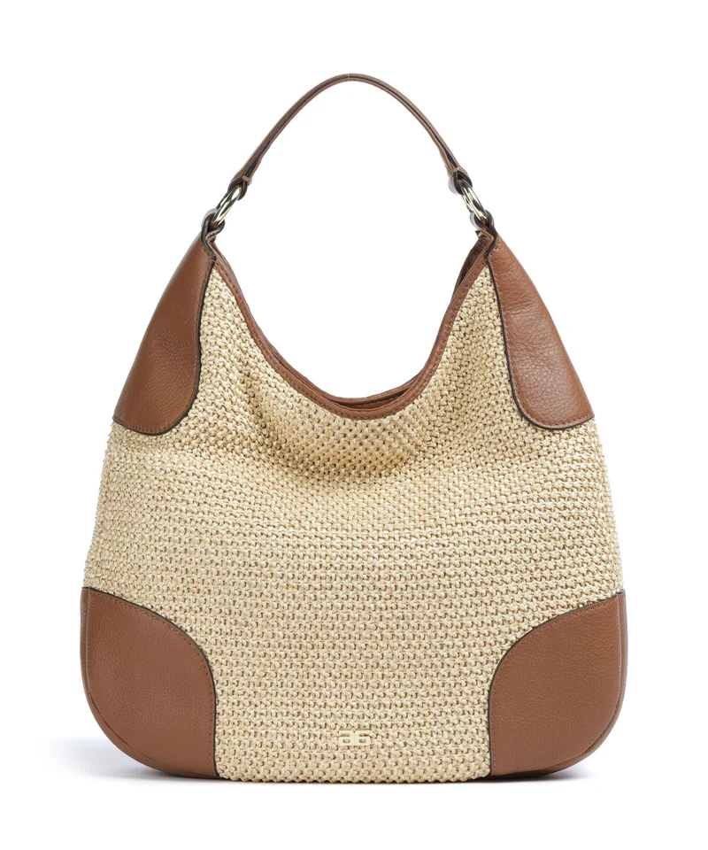 Abro Maglia Raffia Open Air Beuteltasche natural/nut