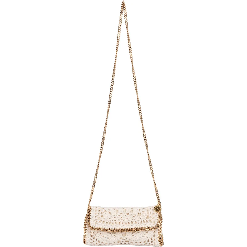 Stella McCartney Crochet Falabella Fold Over Clutch Crossbody Bag