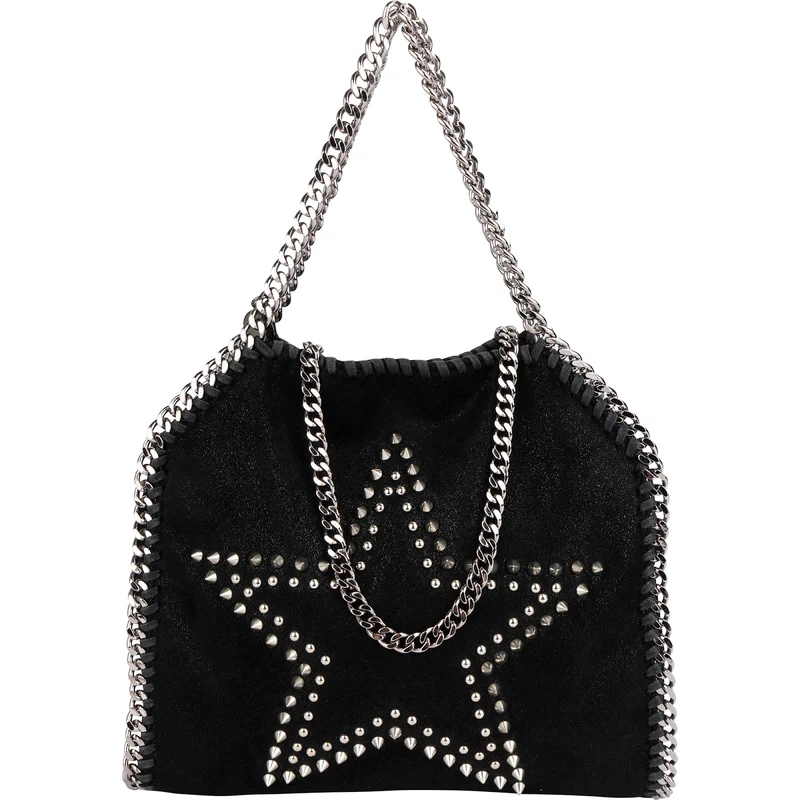 Stella McCartney Studded Star Shaggy Falabella Fold Over Tote Crossbody Bag