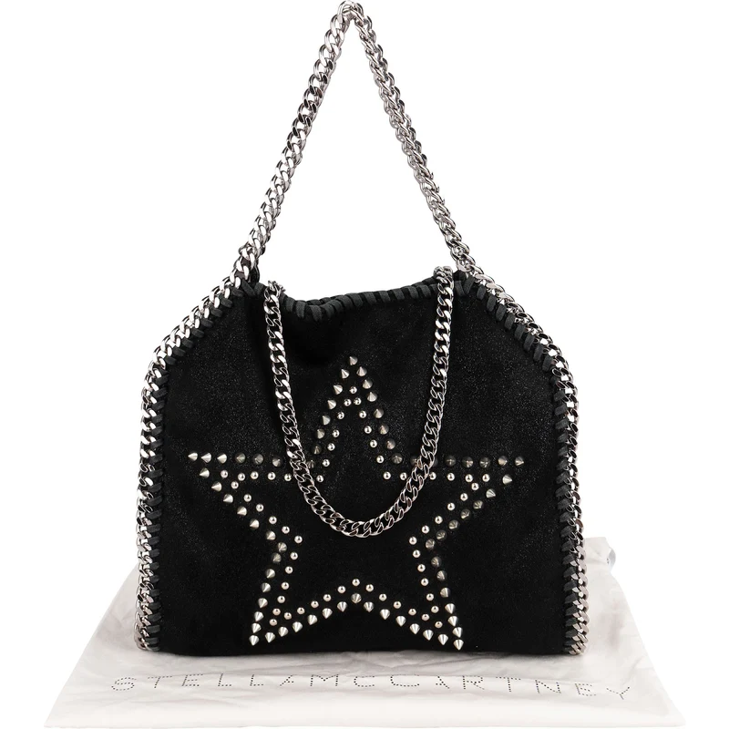Stella McCartney Studded Star Shaggy Falabella Fold Over Tote Crossbody Bag
