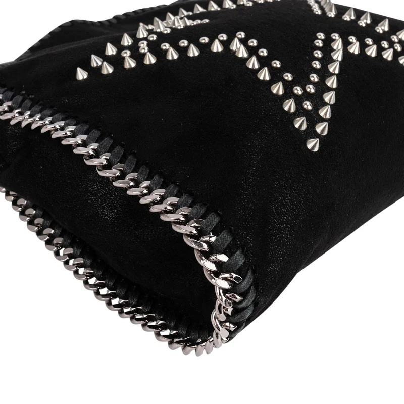 Stella McCartney Studded Star Shaggy Falabella Fold Over Tote Crossbody Bag