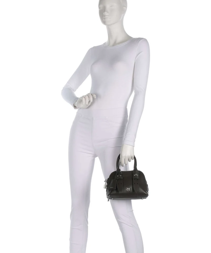 Pinko Bowling Mini Handtasche verde fango/matt silver