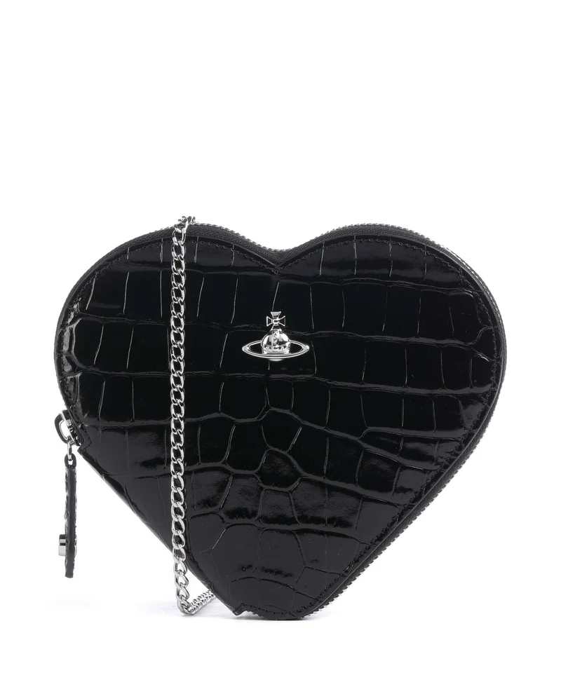 Vivienne Westwood Heart Embossed Croc Umhängetasche black