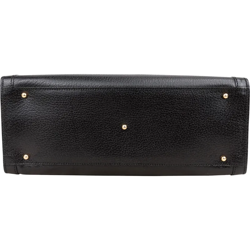 Gucci Black Leather Bamboo Handle Handbag