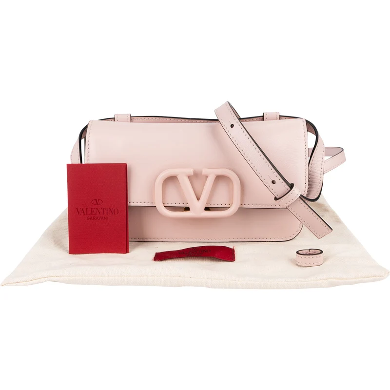 Valentino Garavani Pink Leather Vlogo Crossbody Bag