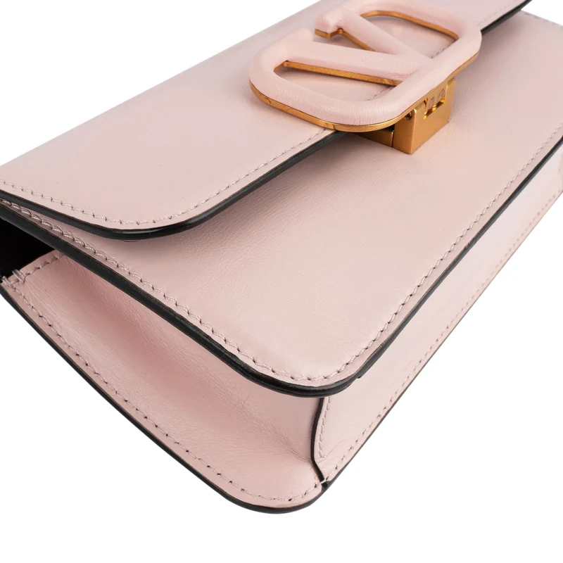 Valentino Garavani Pink Leather Vlogo Crossbody Bag