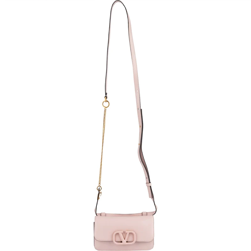 Valentino Garavani Pink Leather Vlogo Crossbody Bag